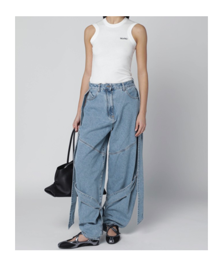 Attico Tank Top With Shaped Hem In White