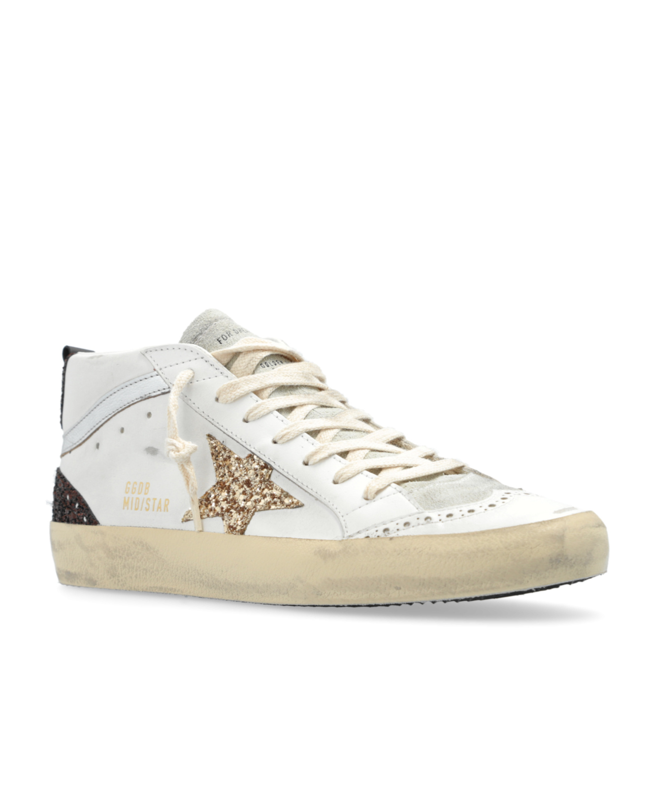 Golden Goose Mid Star Glitter-detail Sneakers In White