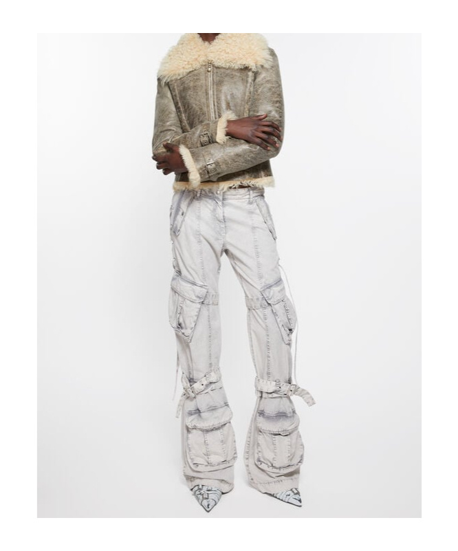 Acne Studios Vintage Leather Jacket In Nude