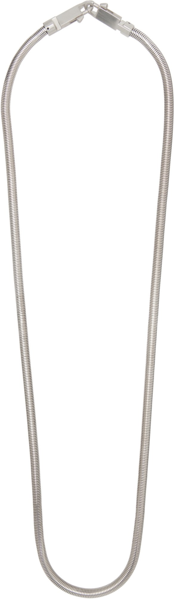 Rick Owens Silver Snake Chain Crossbody Strap In Gray