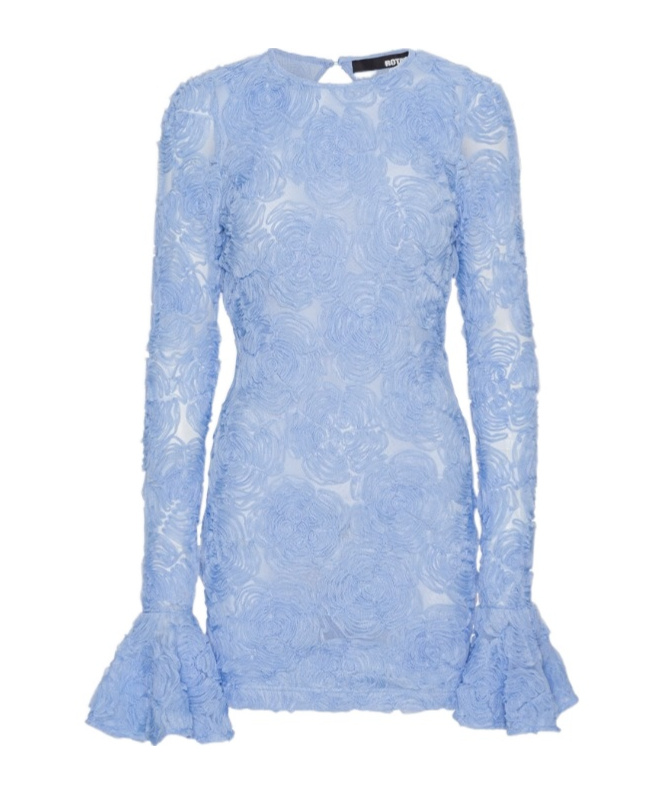 ROTATE BIRGER CHRISTENSEN FLORAL-APPLIQUÉ MESH MINI DRESS