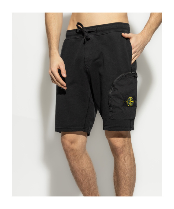 Stone Island Elastic Waistband Shorts In Black