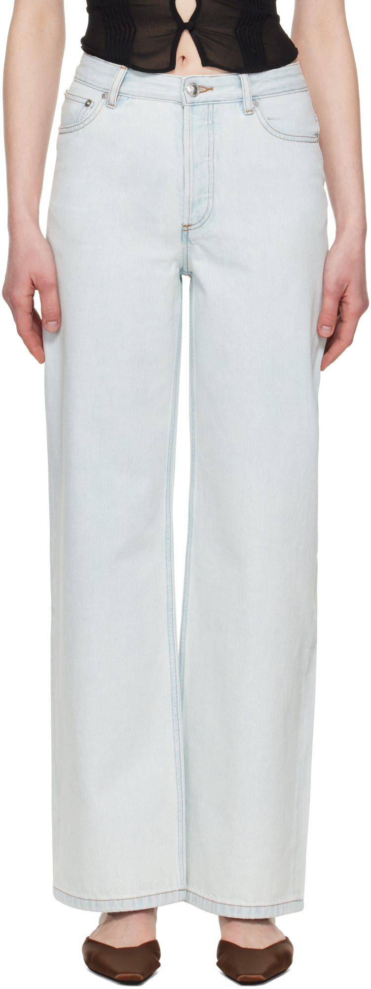 Apc Belt Loop Jeans In White