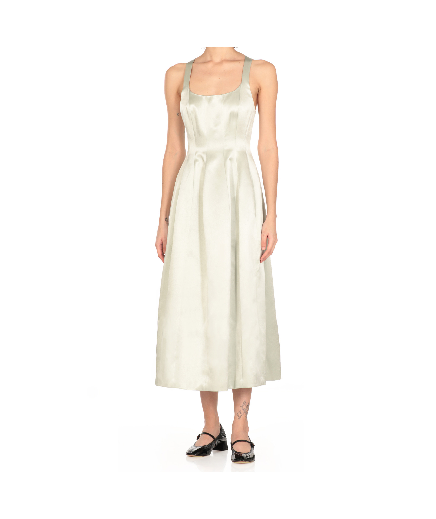 Philosophy Di Lorenzo Serafini Knee Length Square Neckline Satin Dress In White