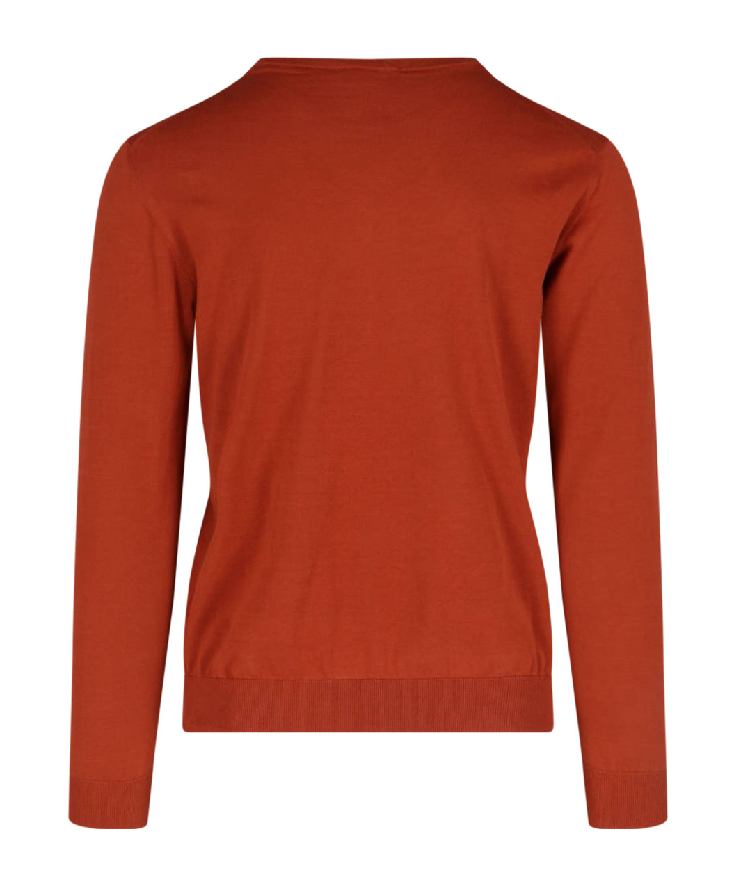 Drumohr Ribbed V-neck Sweater With Long Sleeves In Orange
