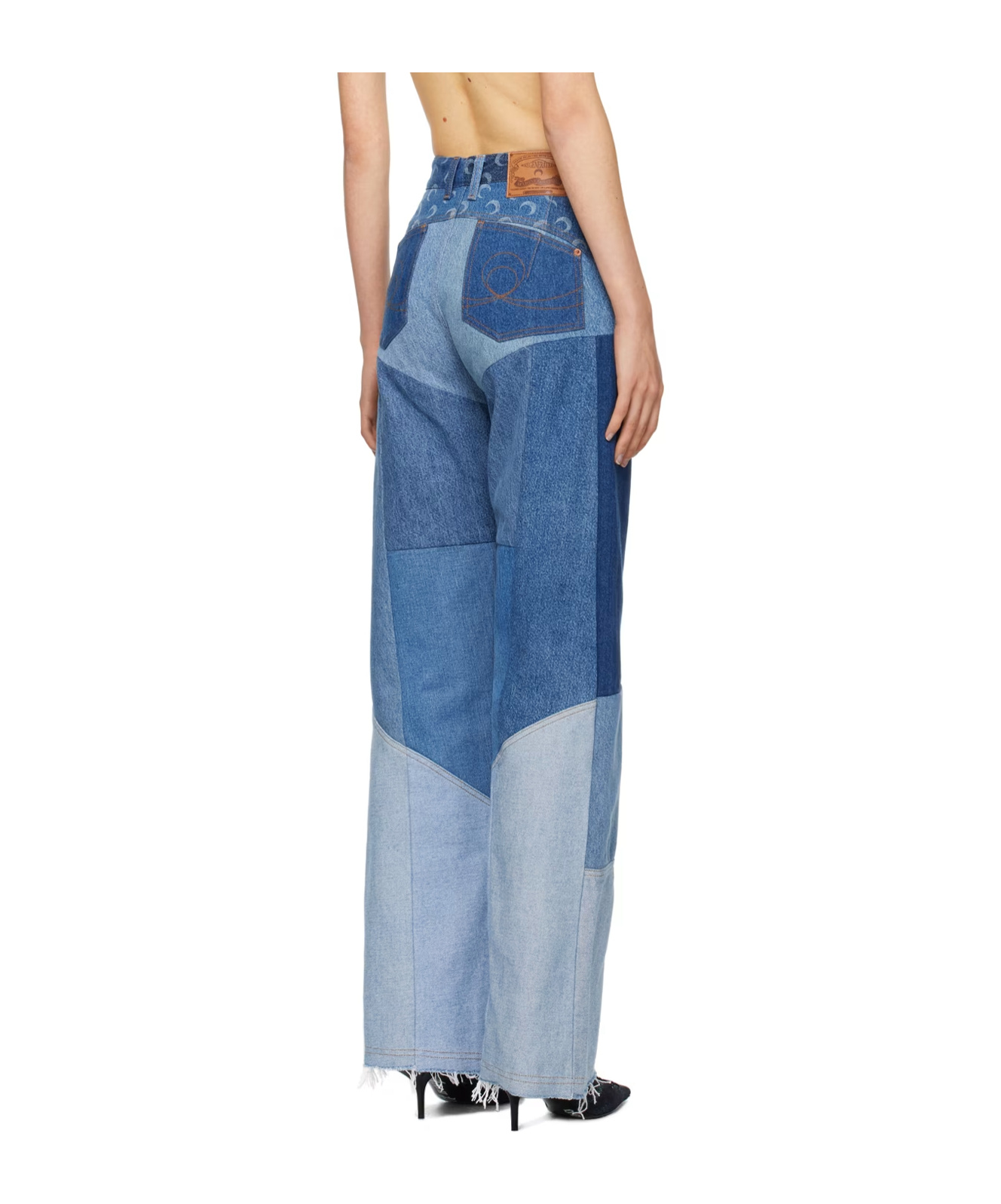 Marine Serre Regenerated Wide-leg Jeans In Blue