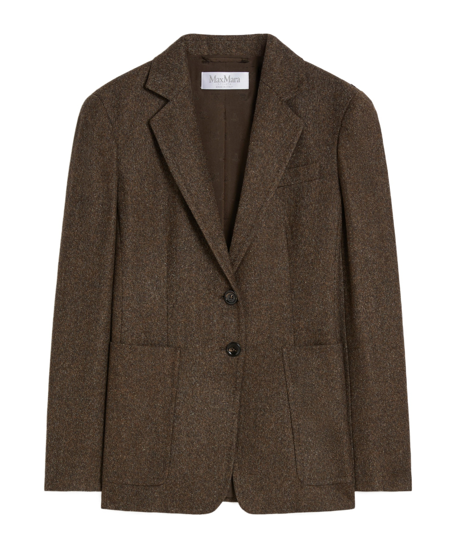 Max Mara Wool Tweed Blazer In Brown