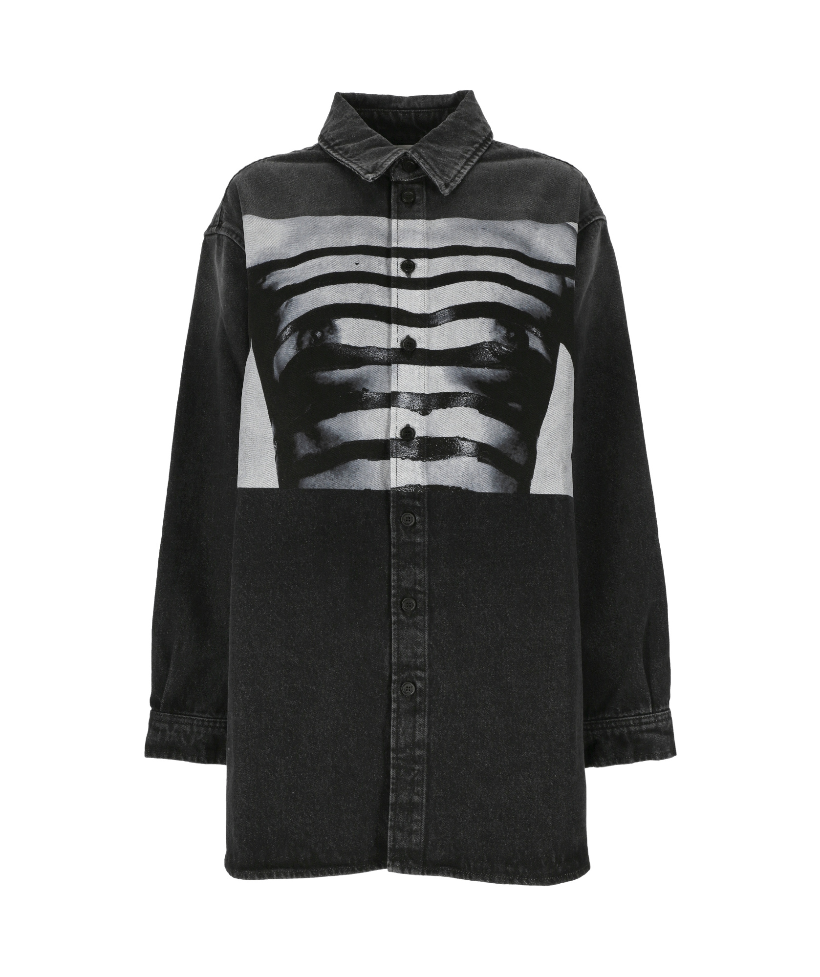 Jean Paul Gaultier Body Mariniere-print Shirt In Black