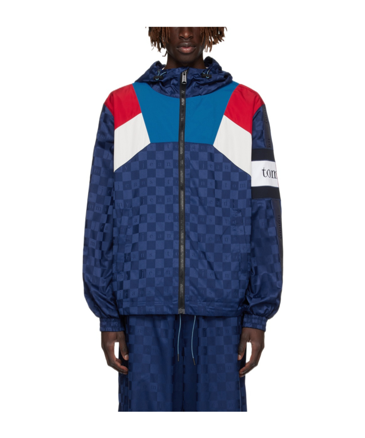 Shop Tommy Hilfiger Hooded Long-sleeved Casual Jacket In Blue