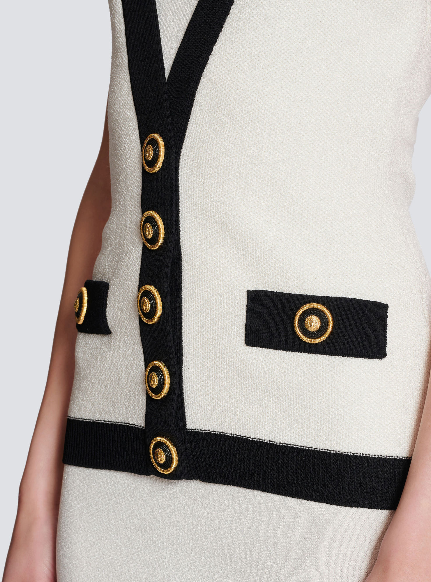 Balmain Knitted Sleeveless Mini Dress In White