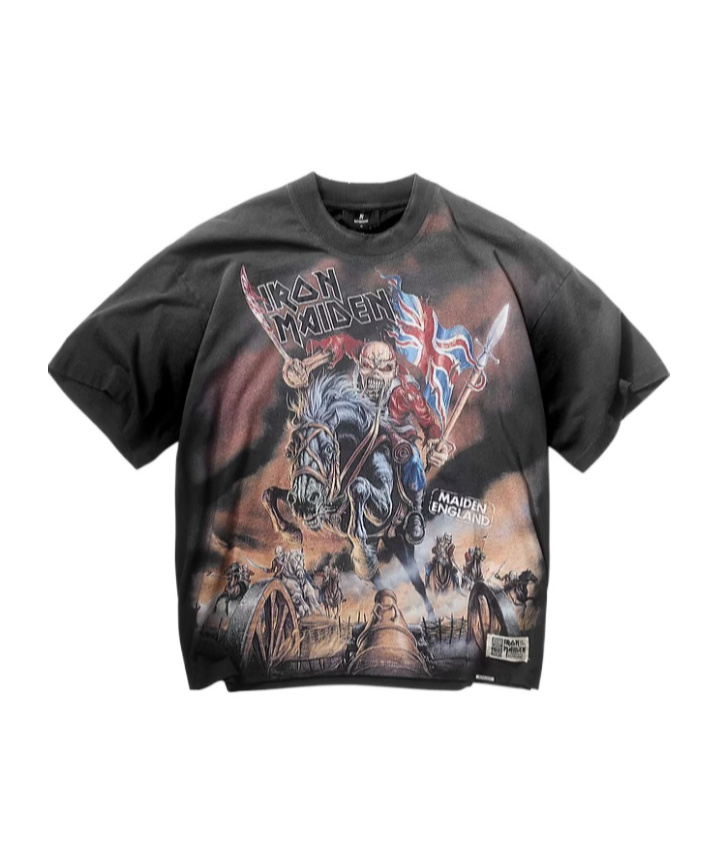 Represent X Iron Maiden Steed - Cotton Crew-neck T-shirt In Gray