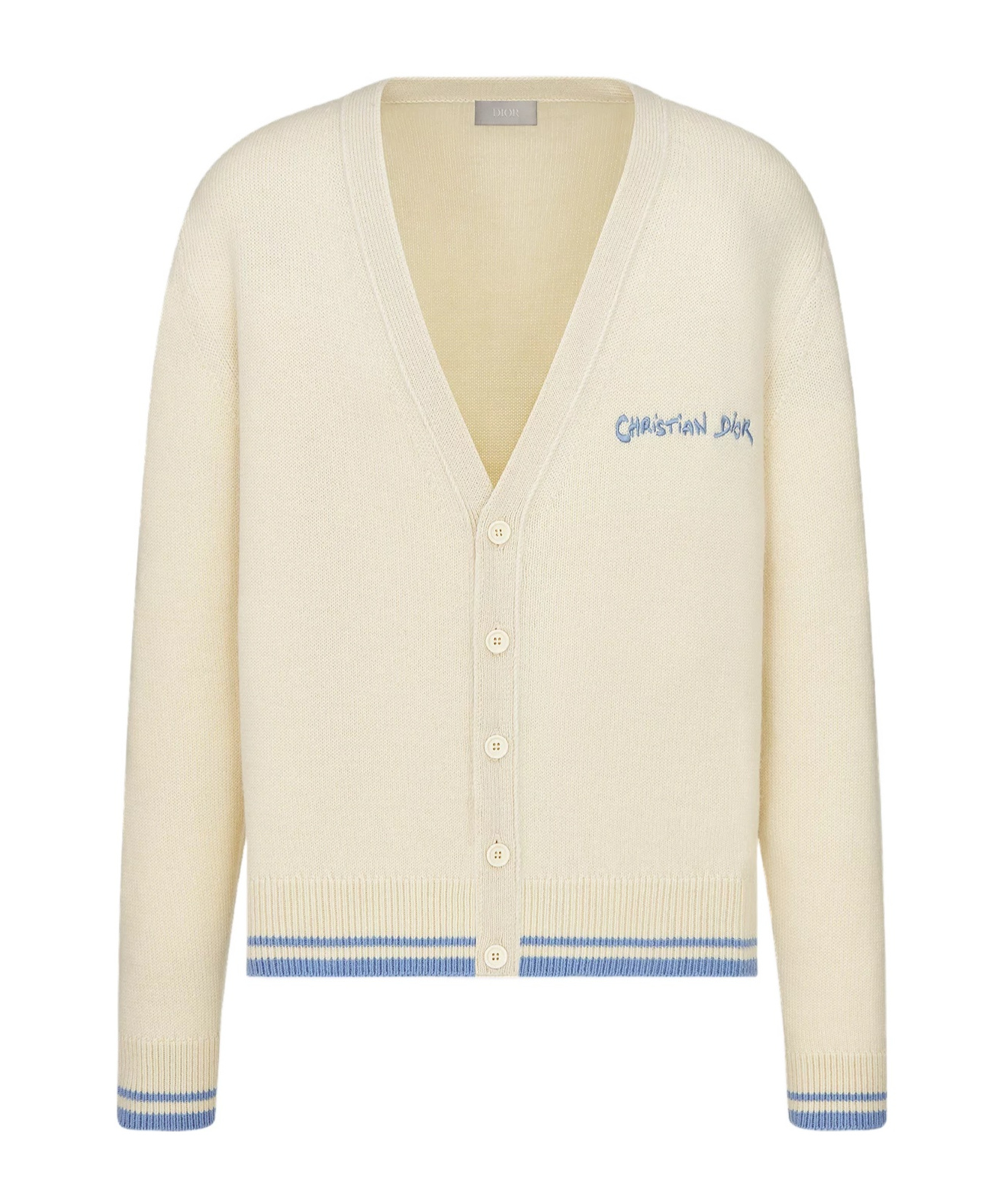 Dior V-neck Wool Cardigan In Nude