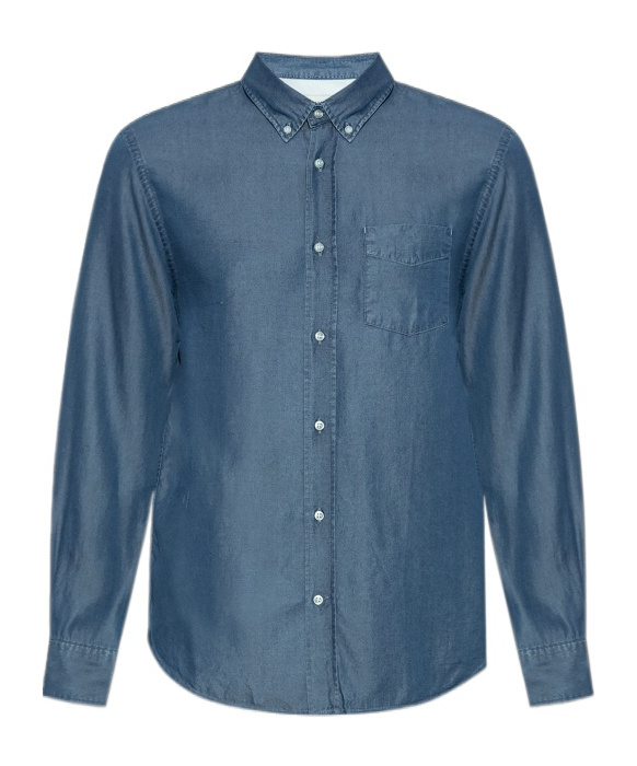 Shop Officine Generale Lyocell Shirt In Blue