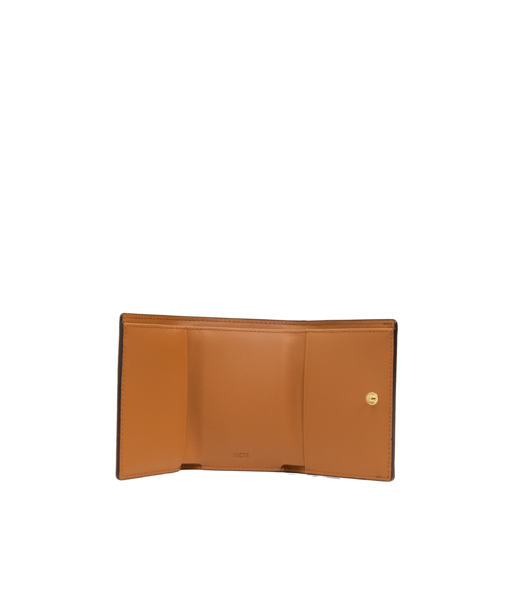 Mcm Small Aren Visetos Coated Canvas Trifold Wallet In Brown