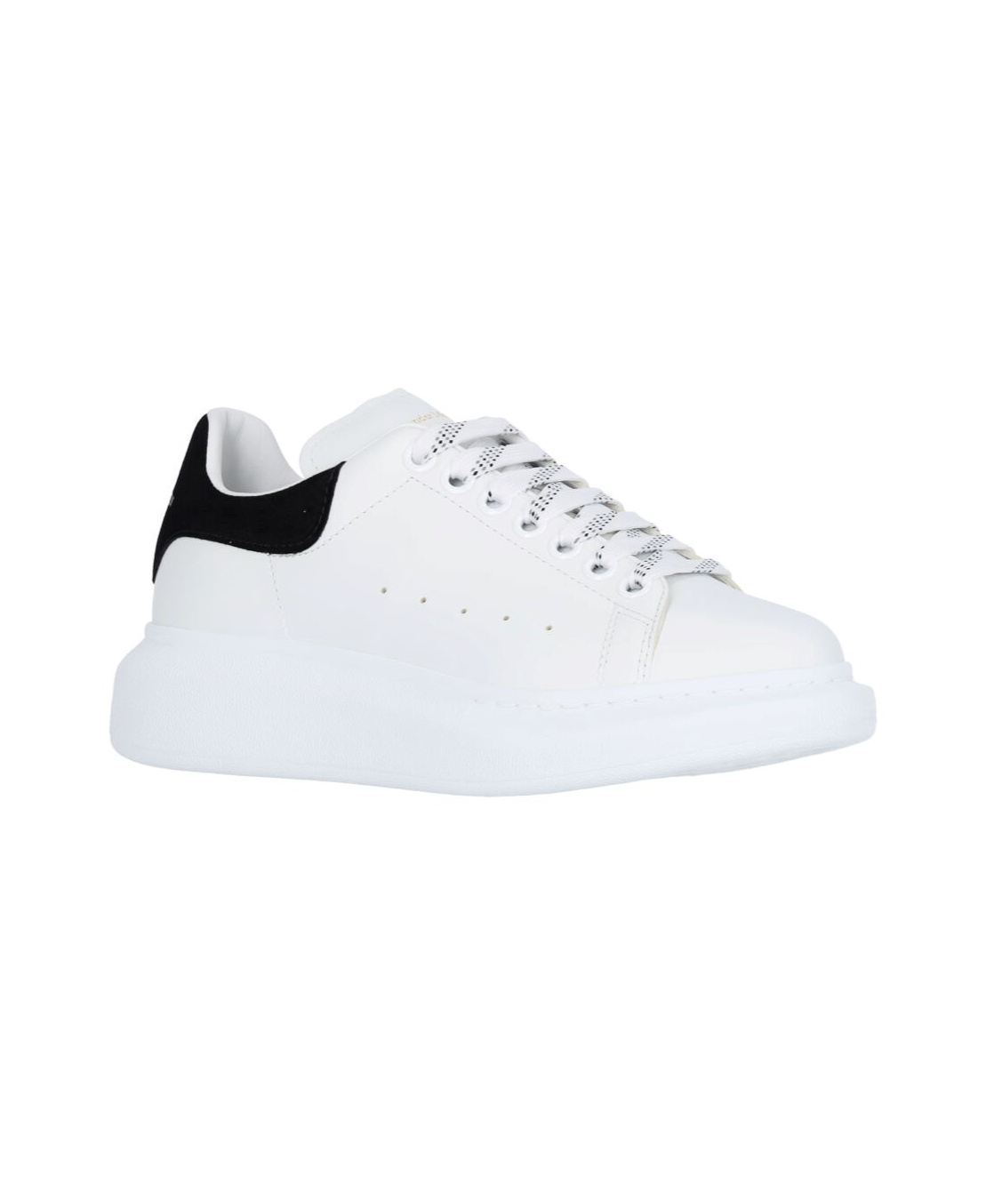 Alexander Mcqueen Leather Platform Sneakers With Round Toe And Contrasting Heel Tab In White