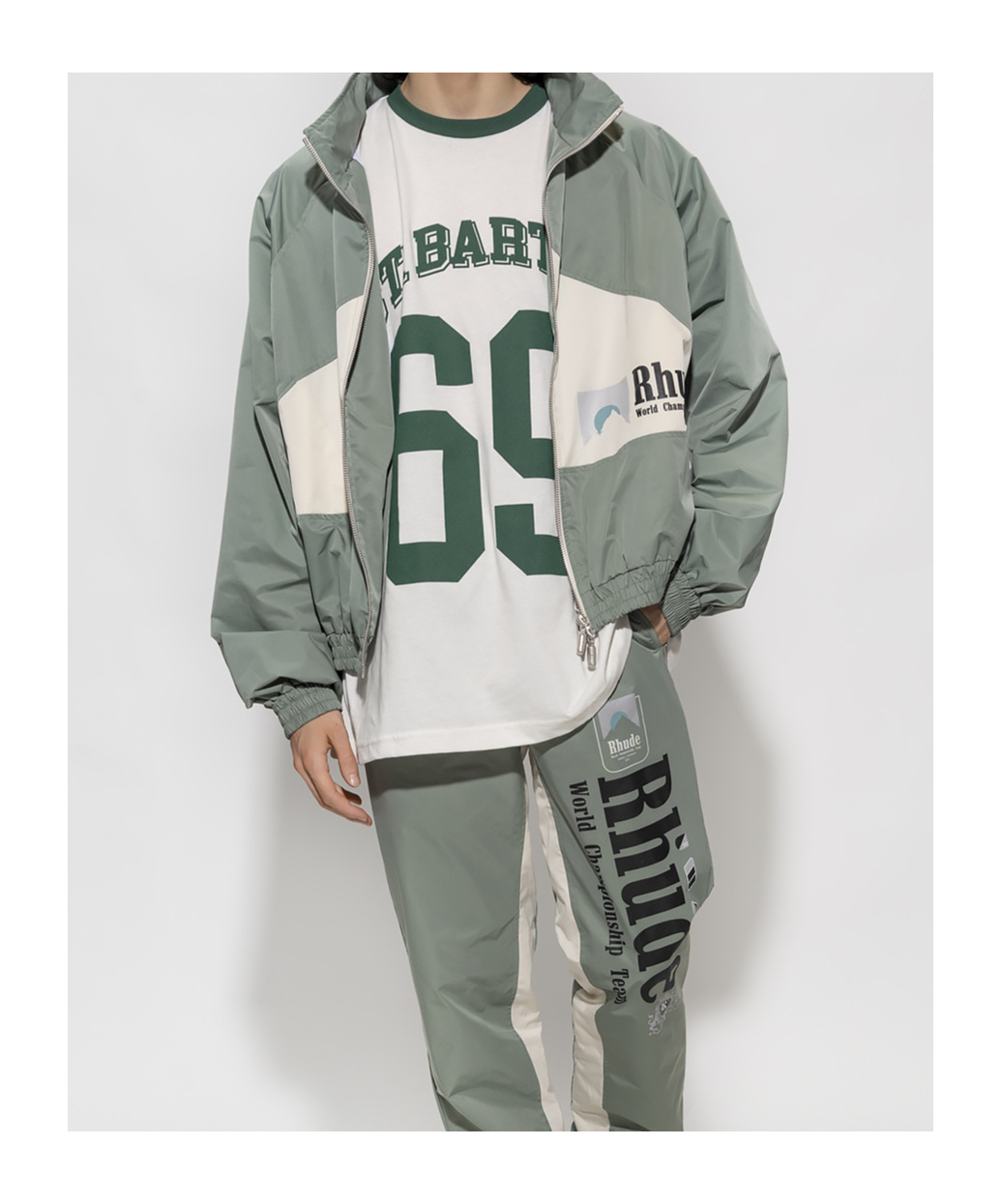 Rhude World Championship Logo-print Bomber Jacket In Gray