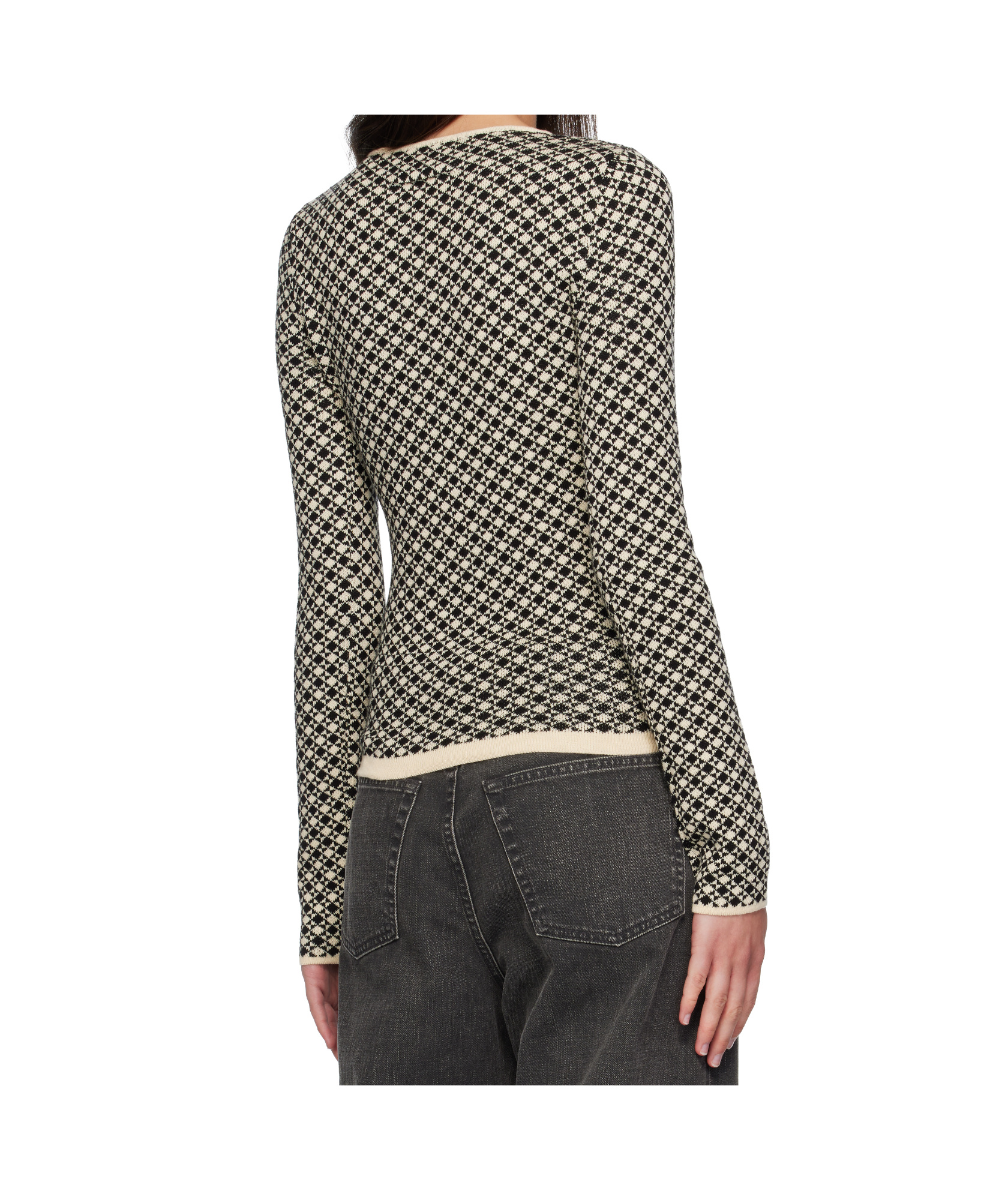 Mm6 Maison Margiela Crewneck Geometric Pattern Knitwear In Black