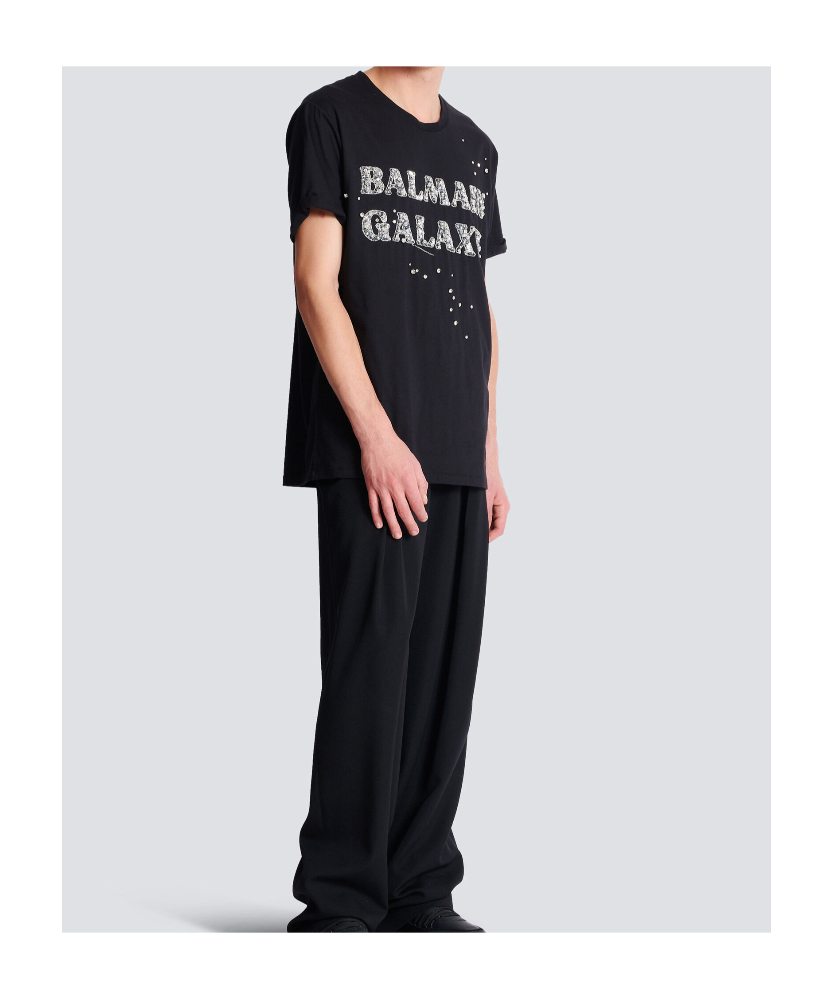 Balmain Embroidered Galaxy Logo T-shirt In Black