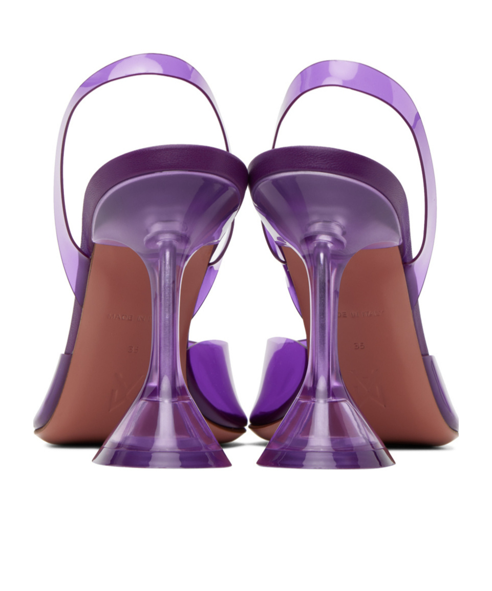 Shop Amina Muaddi Pointed Shallow-mouthed High-heeled Shoes In Purple