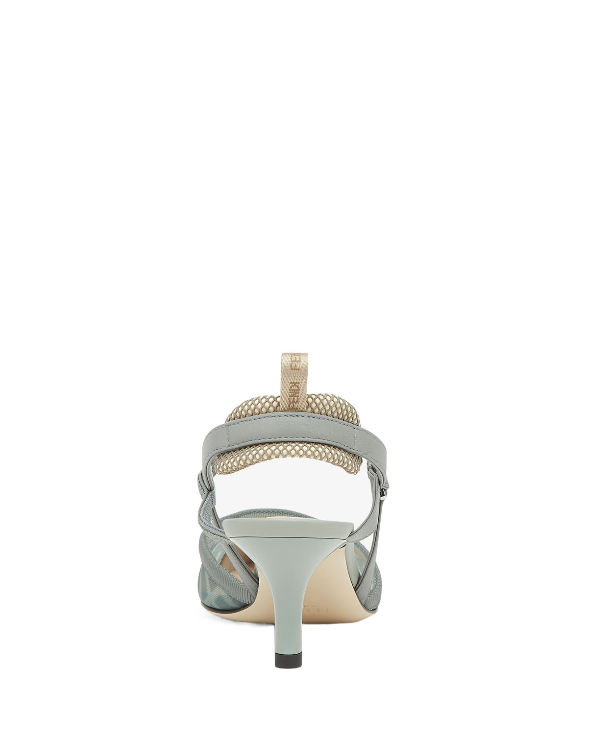 Fendi Matcha Green Ff Mesh High-heel Slingbacks In Gray