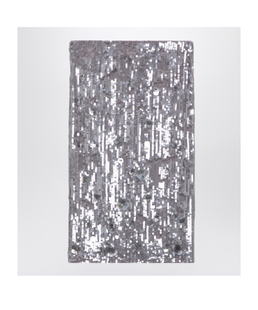 P.a.r.o.s.h Micro Sequin Embellished Midi Skirt In Gray