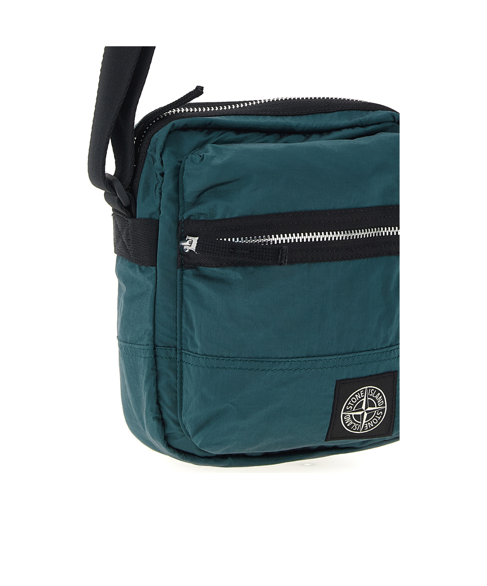 Stone Island Patch Logo Adjustable Shoulder Strap Front Pocket In Green
