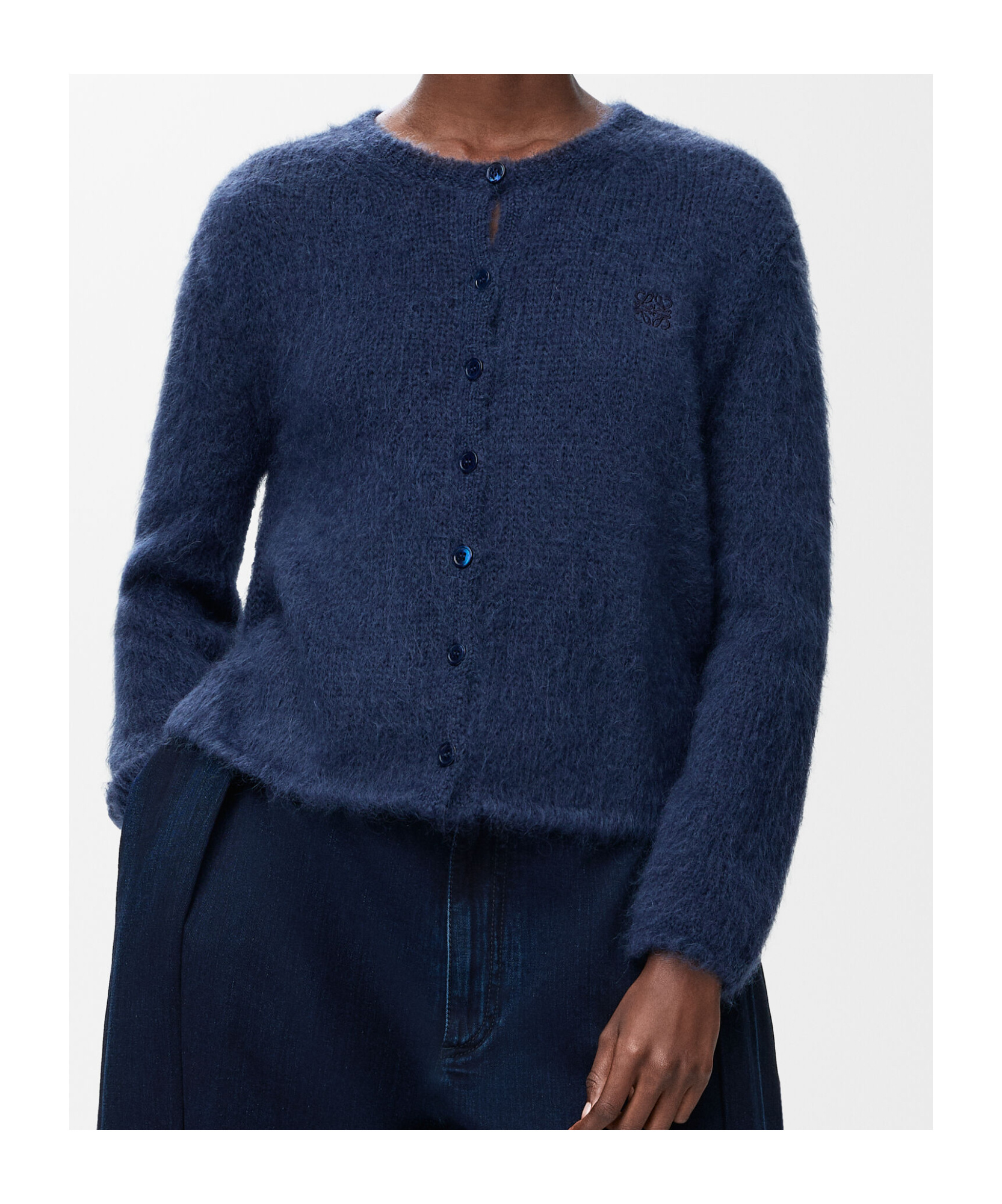 Loewe Cardigan In Mohair Blend In Blue