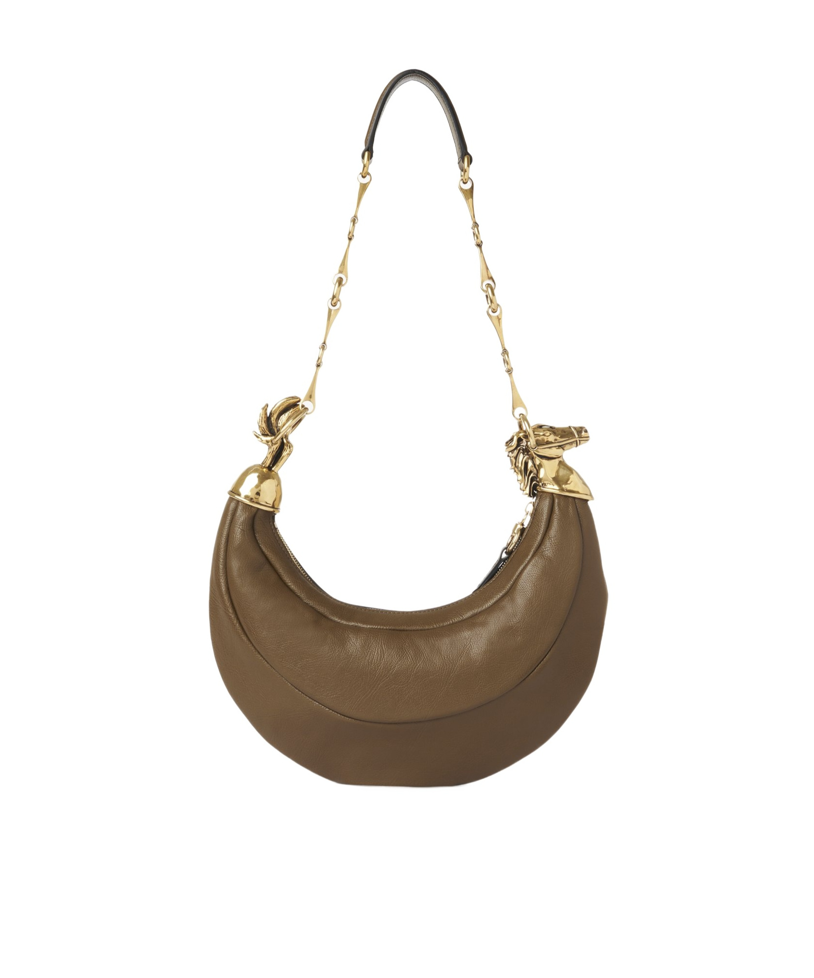 Chloé Logo Shoulder Bag In Deep Khaki