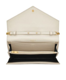 SAINT LAURENT MONOGRAM CHEVRON-QUILTED CHAIN WALLET