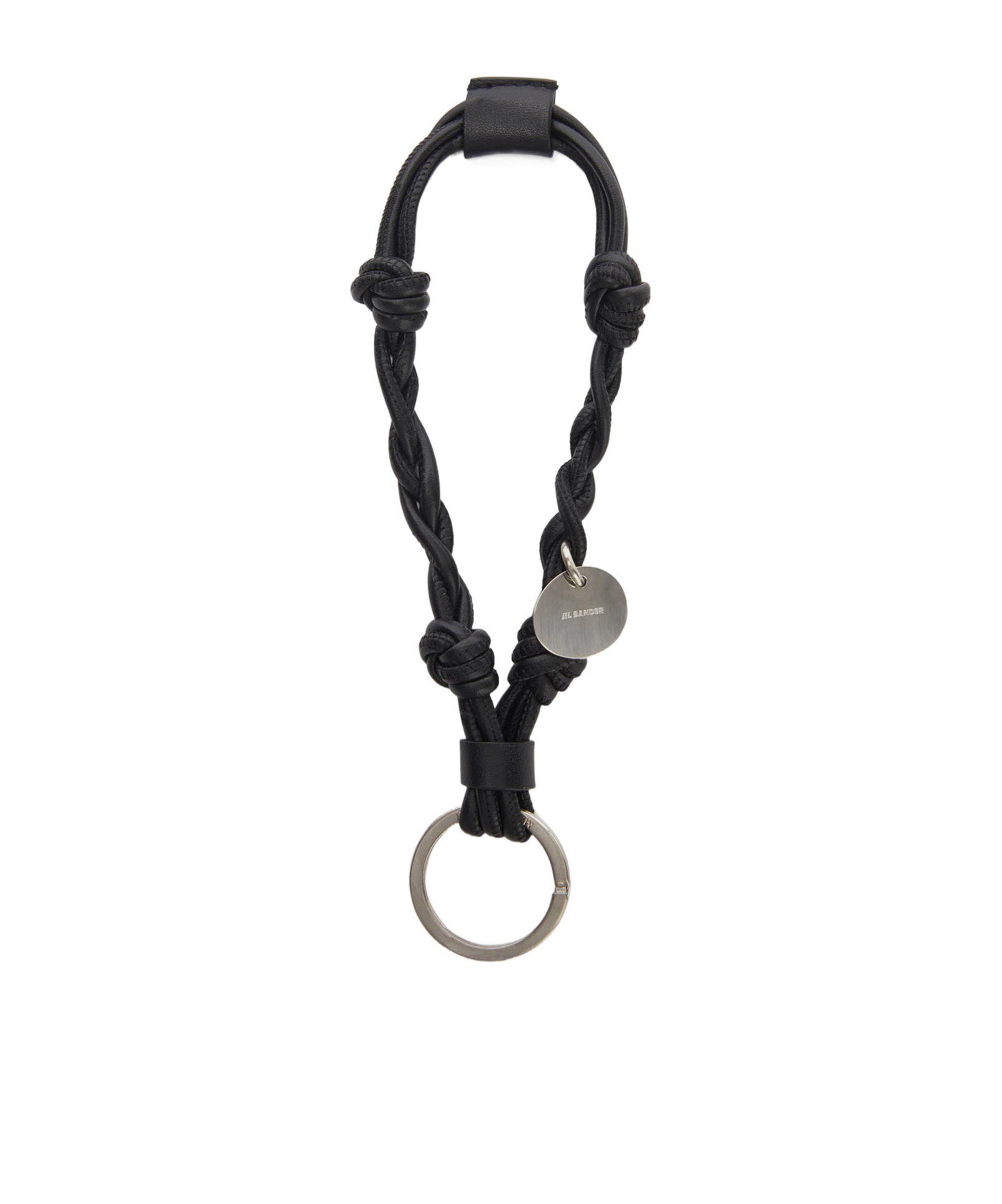 Jil Sander Knot-detail Leather Keyring In Black