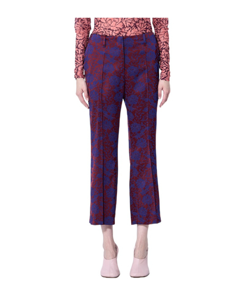 Dries Van Noten Womens Burgundy Puvis Floral-print Wide-leg Satin Trousers
