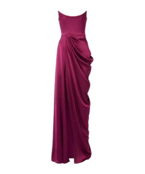 Alex Perry Draped Satin Crêpe Bustier Gown In Red