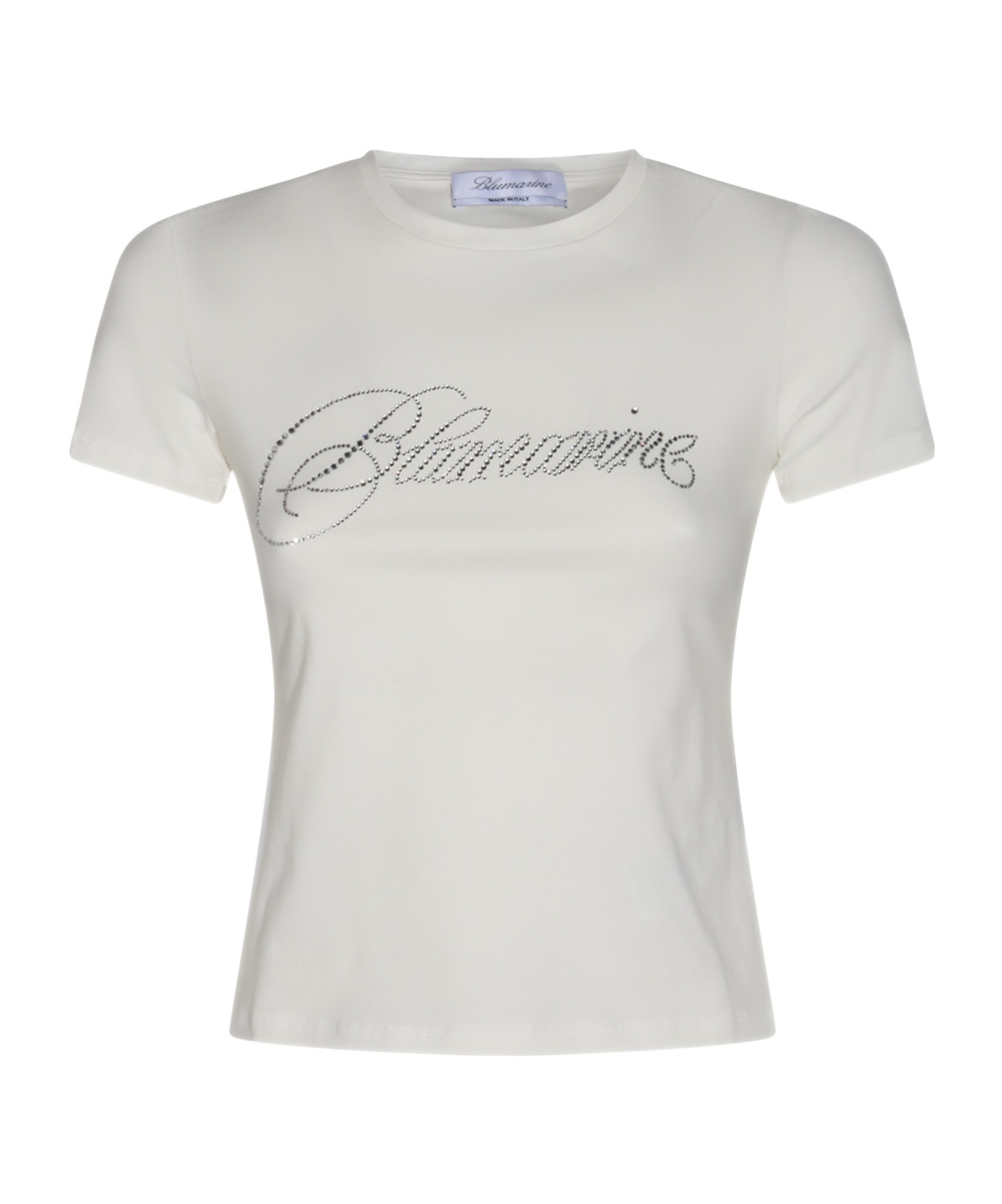 Blumarine T-shirt With Studs And Rhinestone Embroidery In Black