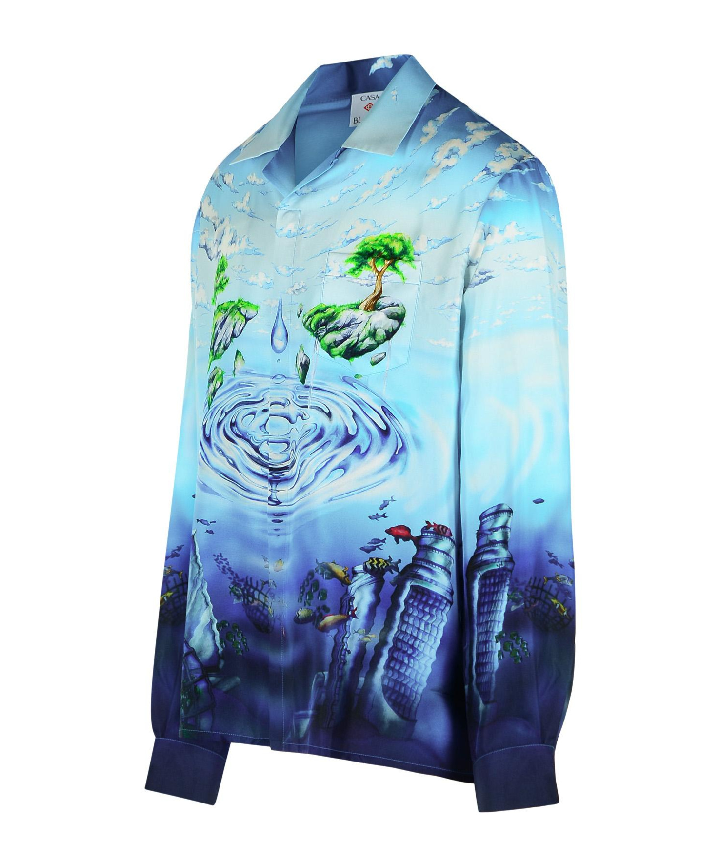 Casablanca Atlantis Graphic Print Silk Shirt In Blue