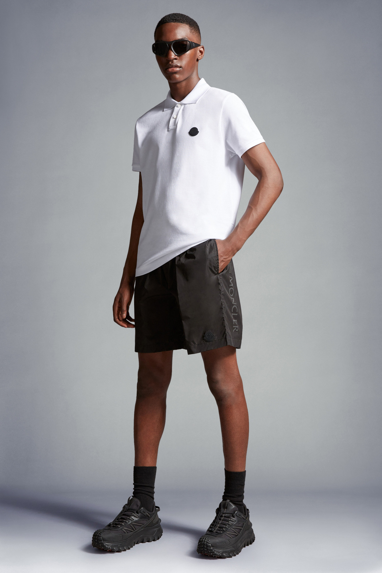 Moncler Logo-patch Swim Shorts In Black