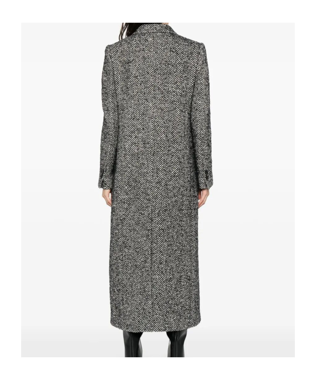Dolce & Gabbana Herringbone Double-breasted Coat In Gray