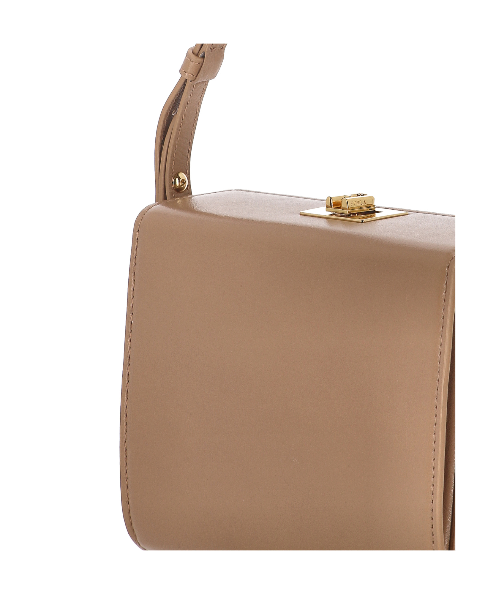 Furla Twist-lock Shoulder Bag With Front Pocket In Brown