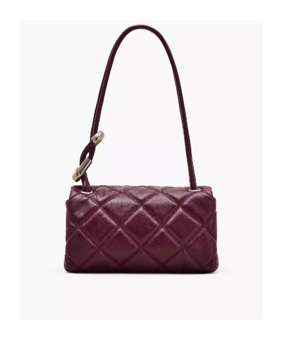 Marc Jacobs The Mini Dual Chain Diamond Quilted Leather Shoulder Bag In Purple