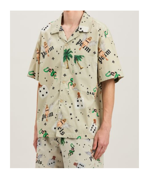 Palm Angels Pin Up Bowling Shirt In Nude