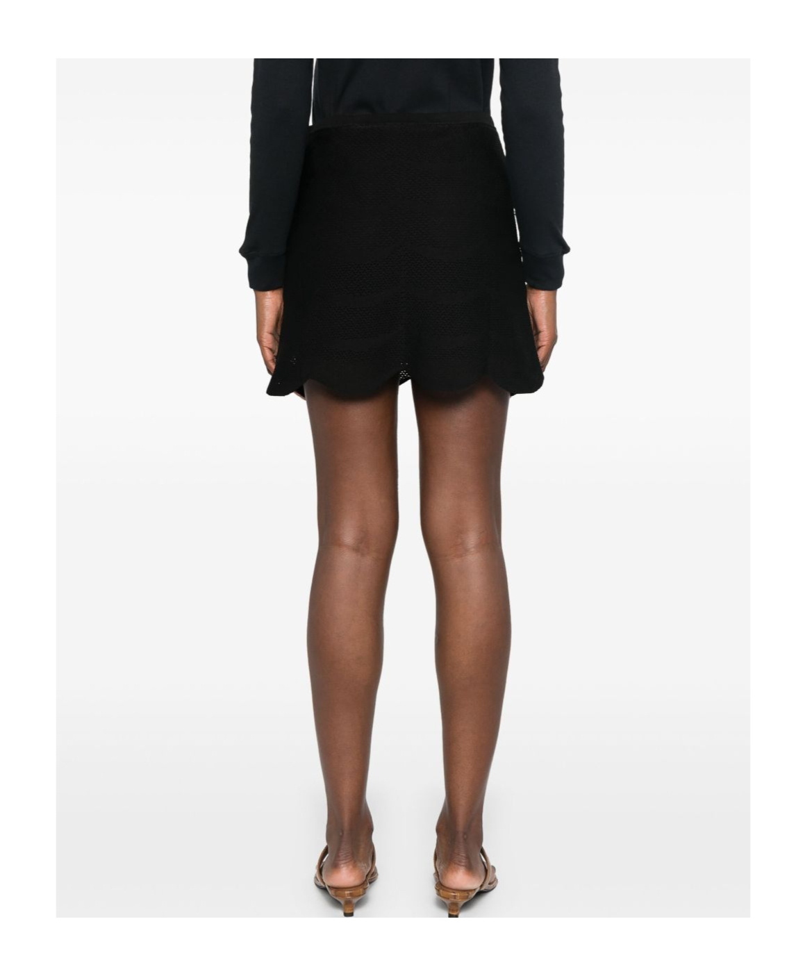 Tom Ford Elegant Mini Skirt With Scalloped Hem And Elastic Waistband In Black