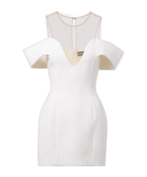 David Koma Off-shoulder Wool Minidress In White