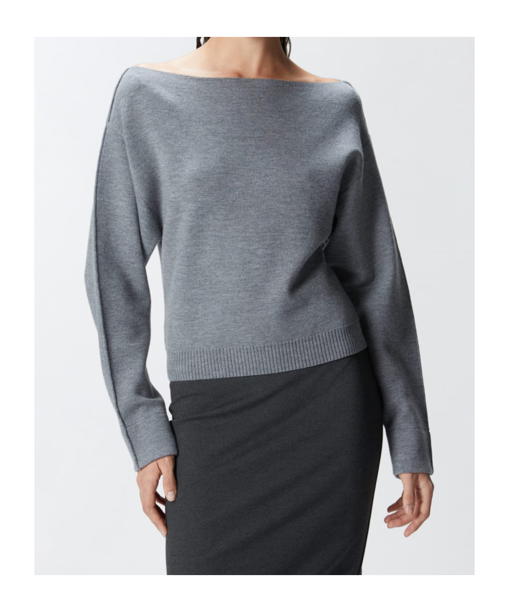 Shop Pinko Boat-neck Sweater In Gray