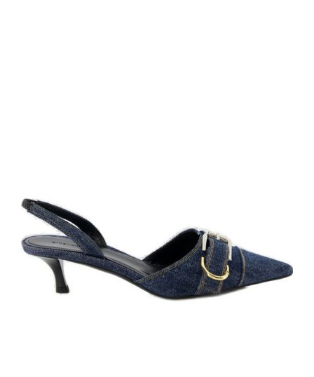 Givenchy Voyou Denim Buckle Slingback Pumps In Black