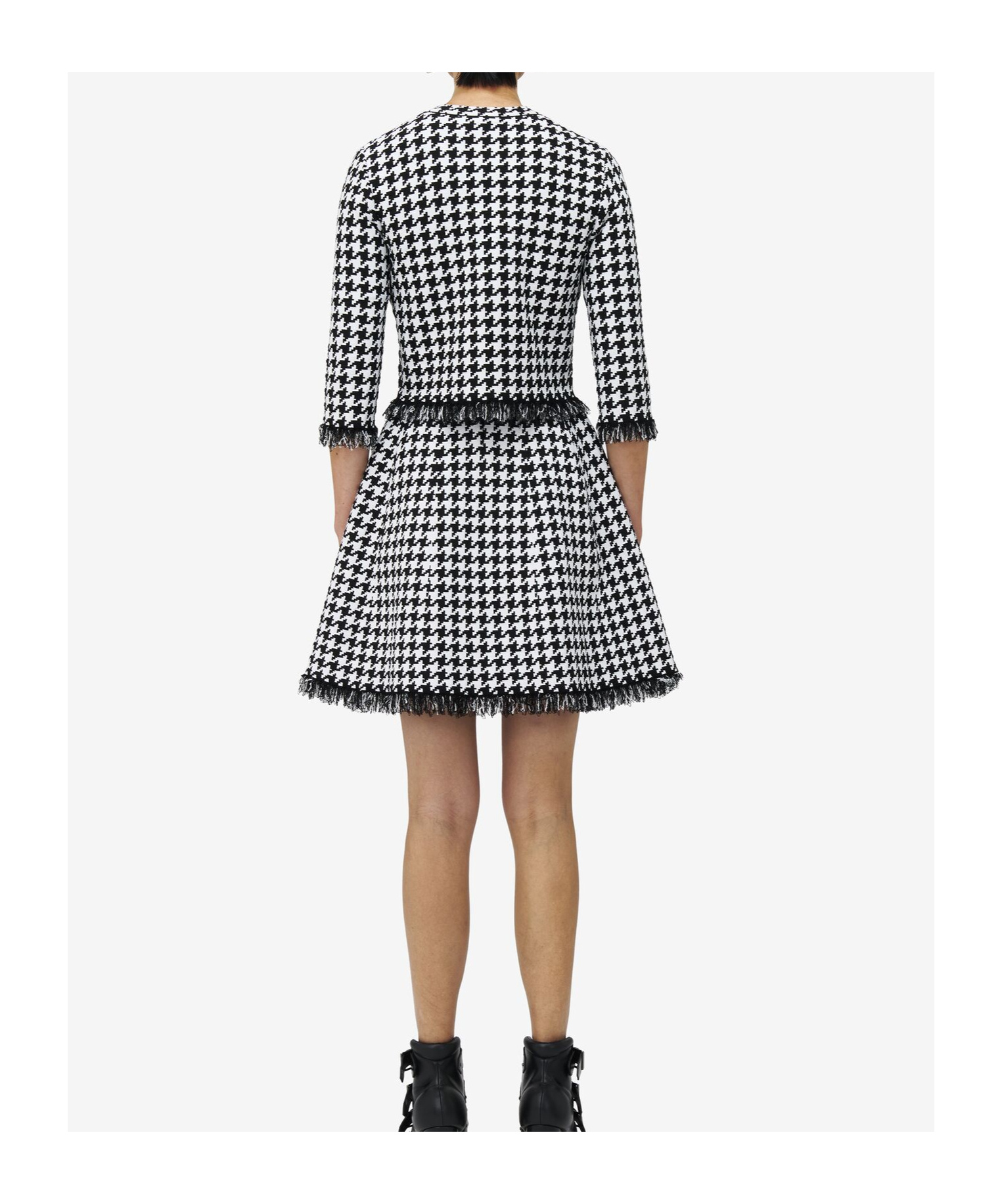 Alexander Mcqueen Houndstooth Polo Top In Black