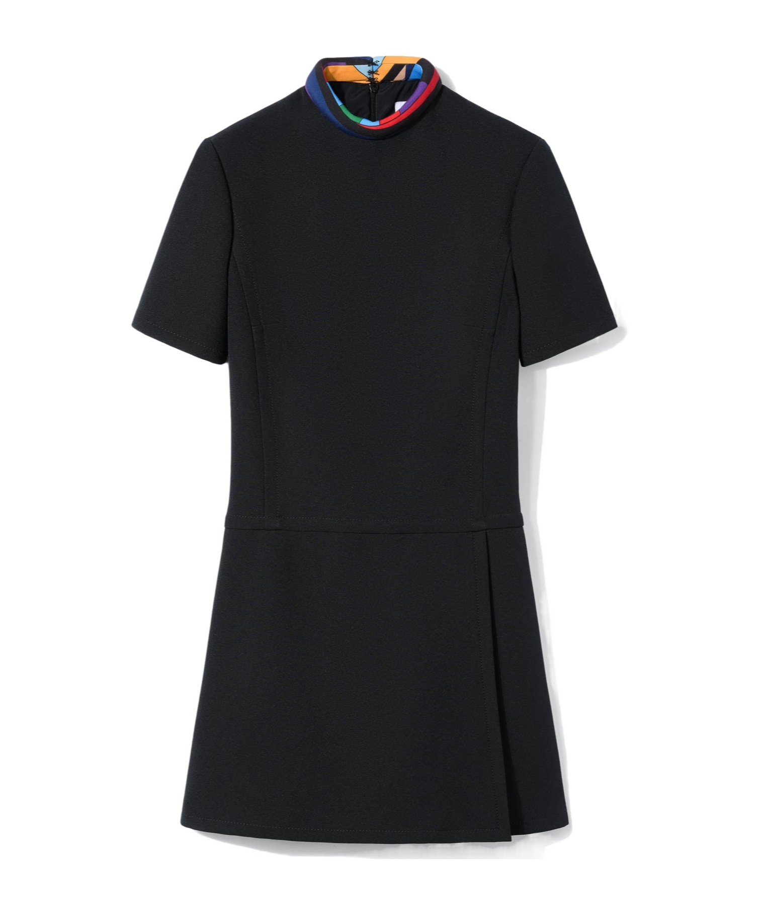 Pucci Mini Dress With Colorful Collar And Short Sleeves In Black