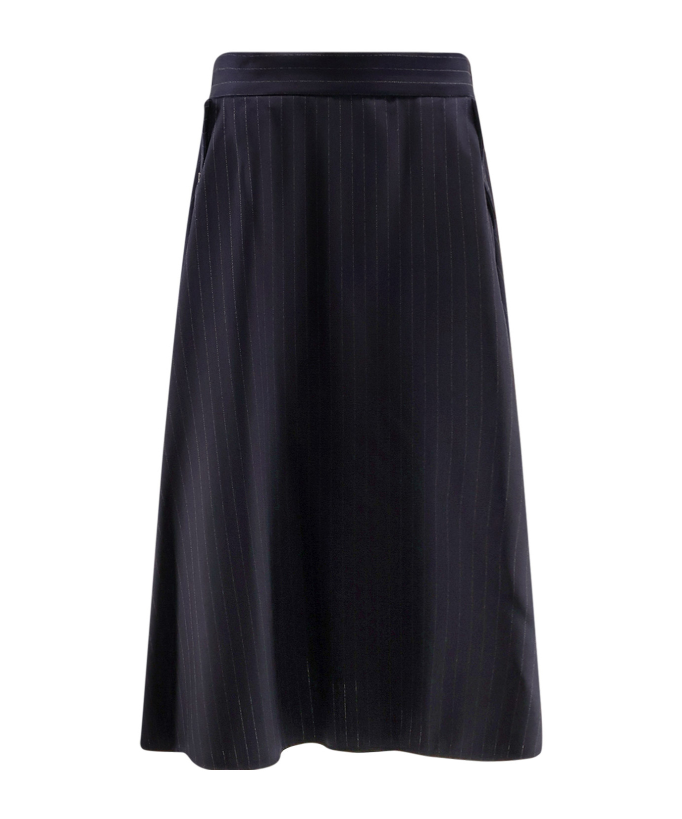 Golden Goose Deluxe Brand Women Striped Virgin Wool Midi Skirt In Black