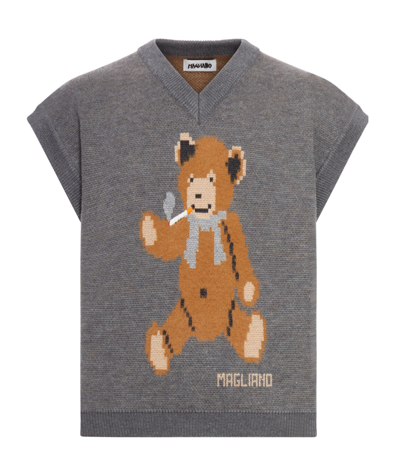 Magliano Teddy Bear V-neck Sweater In Gray