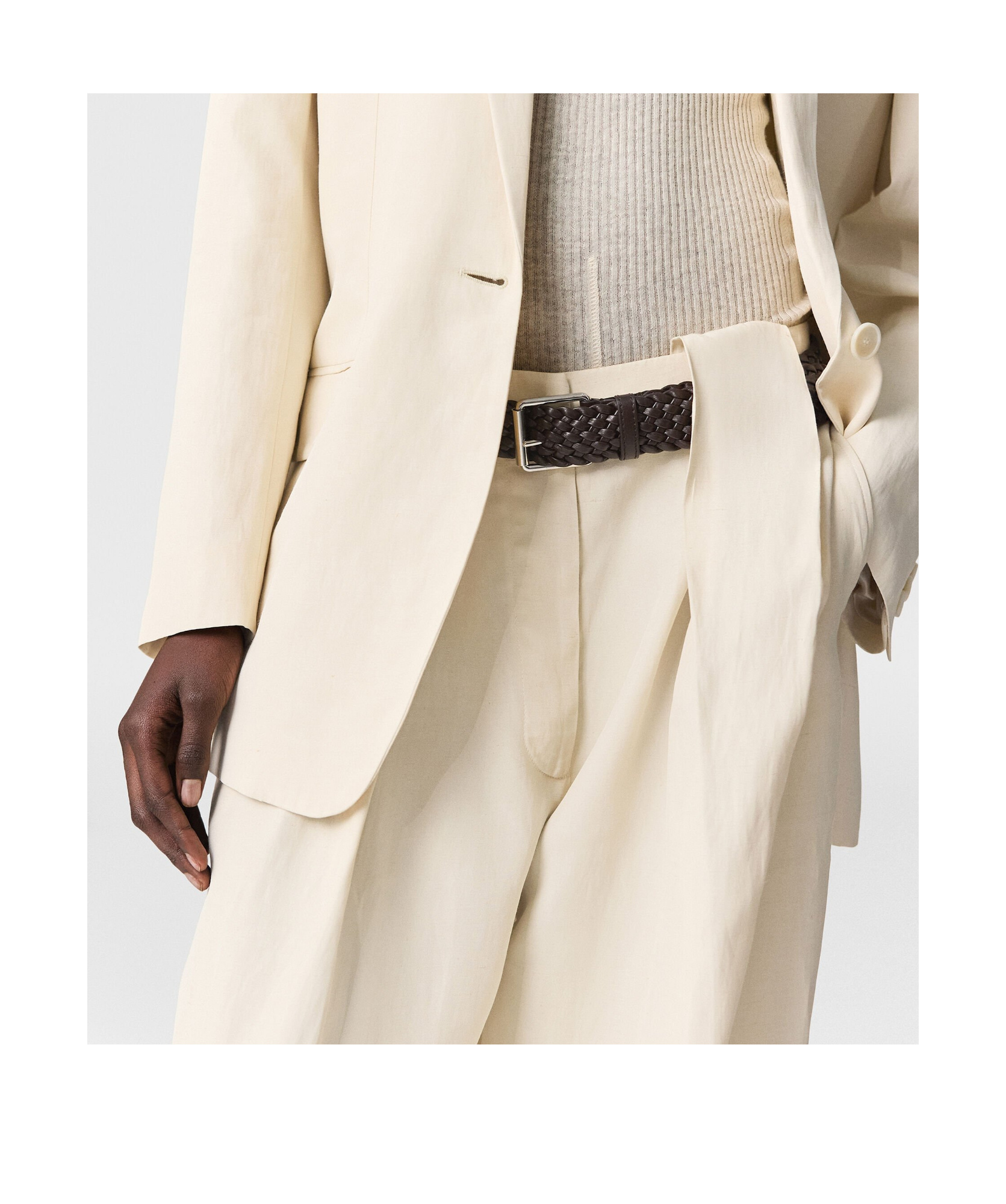 Stella Mccartney High-waisted Pleated Trousers In Cream