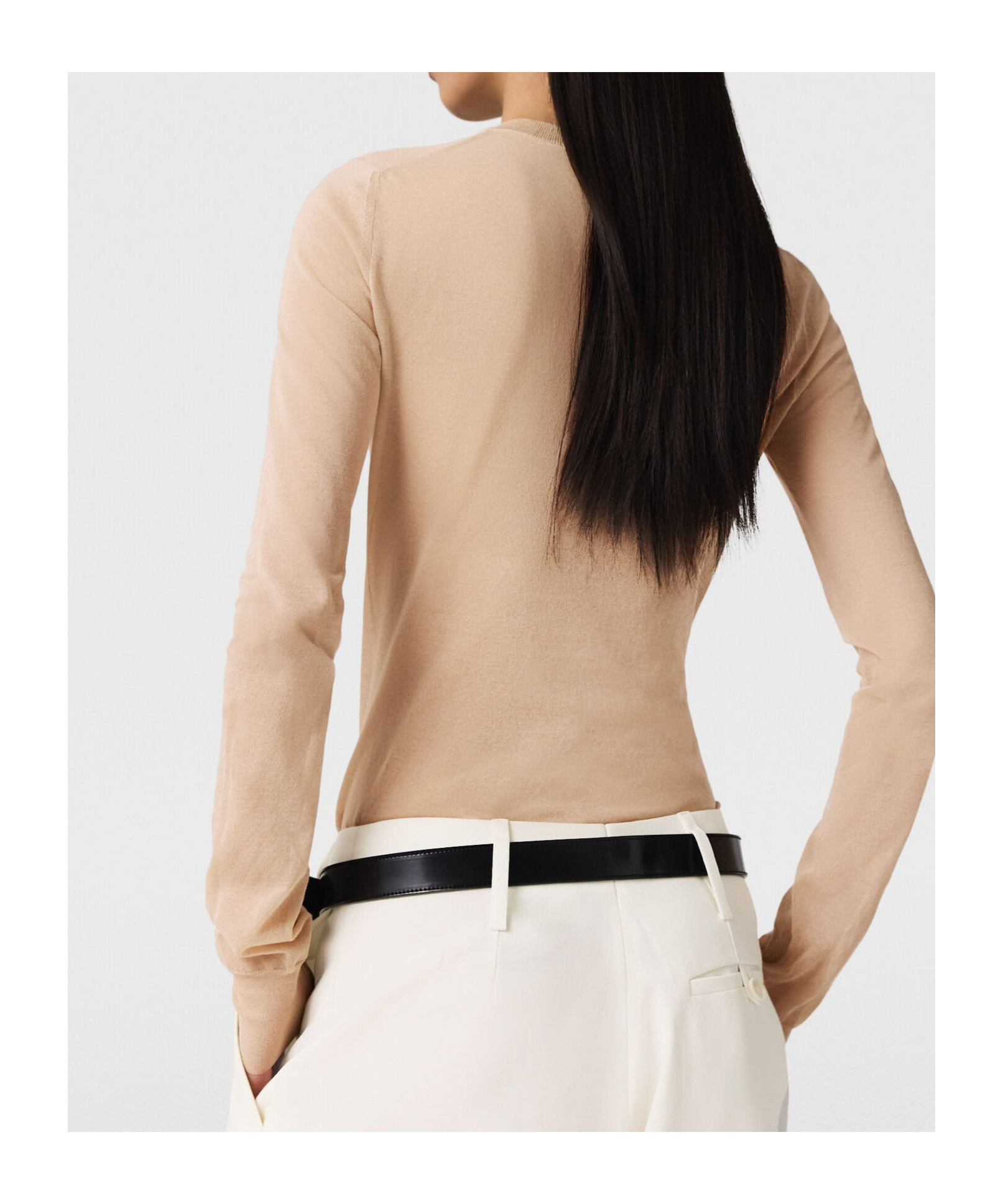 Stella Mccartney Sheer Long-sleeve Crewneck Top In Brown