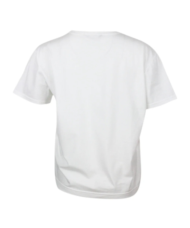 Fabiana Filippi Short-sleeved Crew-neck T-shirt In Fine Cotton Jersey With Chain Print In White
